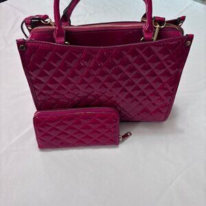 Fucshia Patent Leather Purse & Wallet Set